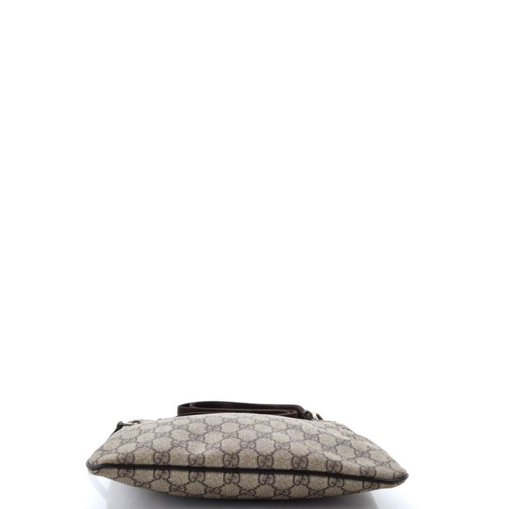 Gucci Front Zip Flat Messenger Bag GG Coated Canvas Medium Brown - Picture 4 of 9